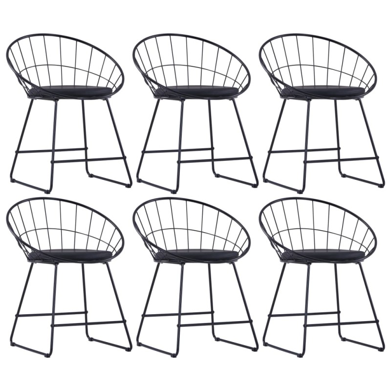 vidaXL Sillas de comedor asientos de cuero sintético 6 uds acero negro vidaXL Sillas de comedor asientos de cuero sintético 6 uds acero negro
