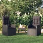 vidaXL Sillas reclinables de jardín y cojines 2 uds ratán PE negro vidaXL Sillas reclinables de jardín y cojines 2 uds ratán PE negro