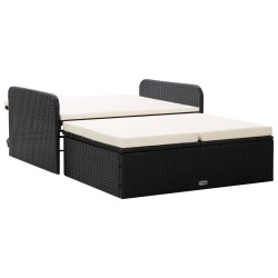 vidaXL Set muebles de jardín 2 piezas y cojines ratán sintético negro