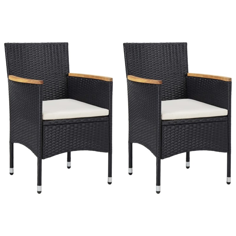 vidaXL Sillas de comedor para jardín 2 unidades ratán sintético negro vidaXL Sillas de comedor para jardín 2 unidades ratán sintético negro