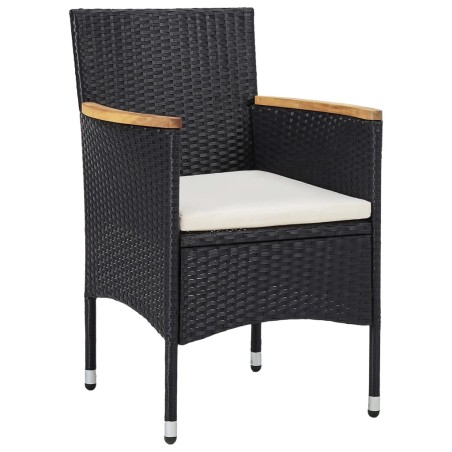 vidaXL Sillas de comedor para jardín 2 unidades ratán sintético negro