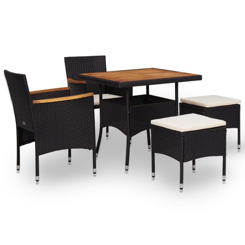 vidaXL Set comedor jardín 5 pzas ratán sintético y madera acacia negro vidaXL Set comedor jardín 5 pzas ratán sintético y madera acacia negro