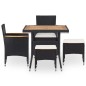 vidaXL Set comedor jardín 5 pzas ratán sintético y madera acacia negro vidaXL Set comedor jardín 5 pzas ratán sintético y madera acacia negro