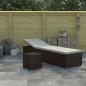 vidaXL Tumbona de jardín con cojín y mesita ratán sintético marrón vidaXL Tumbona de jardín con cojín y mesita ratán sintético marrón