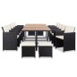vidaXL Set comedor de jardín 15 piezas y cojines ratán sintético negro vidaXL Set comedor de jardín 15 piezas y cojines ratán sintético negro