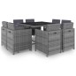 vidaXL Set comedor de jardín 9 piezas y cojines ratán sintético gris vidaXL Set comedor de jardín 9 piezas y cojines ratán sintético gris