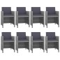 vidaXL Set comedor de jardín 9 piezas y cojines ratán sintético gris vidaXL Set comedor de jardín 9 piezas y cojines ratán sintético gris