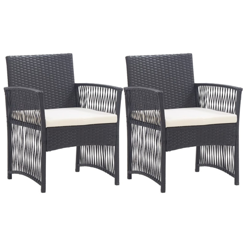 vidaXL Sillones de jardín con cojines 2 unidades ratán sintético negro vidaXL Sillones de jardín con cojines 2 unidades ratán sintético negro