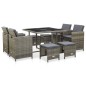 vidaXL Set de comedor de jardín 9 pzas y cojines ratán sintético gris vidaXL Set de comedor de jardín 9 pzas y cojines ratán sintético gris