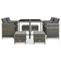vidaXL Set de comedor de jardín 9 pzas y cojines ratán sintético gris vidaXL Set de comedor de jardín 9 pzas y cojines ratán sintético gris