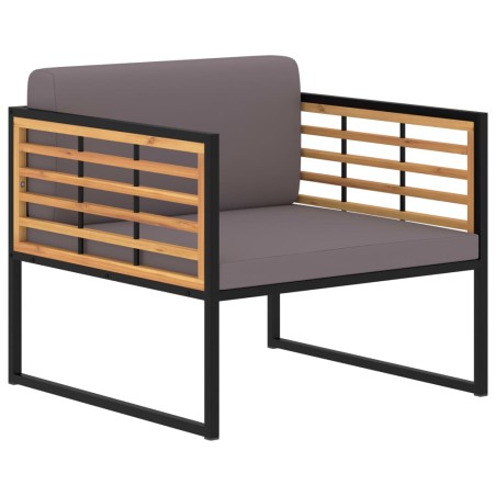 vidaXL Sillas jardín 2 uds y cojines madera maciza acacia gris oscuro