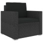 vidaXL Set muebles de jardín 6 piezas y cojines ratán sintético negro vidaXL Set muebles de jardín 6 piezas y cojines ratán sintético negro
