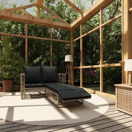 vidaXL Set de muebles de jardín 2 pzas y cojines ratán sintético gris