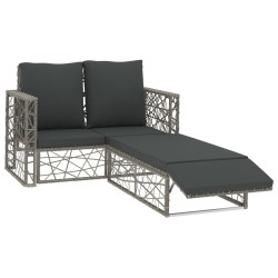 vidaXL Set de muebles de jardín 2 pzas y cojines ratán sintético gris