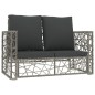 vidaXL Set de muebles de jardín 2 pzas y cojines ratán sintético gris vidaXL Set de muebles de jardín 2 pzas y cojines ratán sintético gris