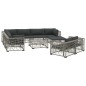 vidaXL Set de muebles de jardín 10 pzas y cojines ratán sintético gris vidaXL Set de muebles de jardín 10 pzas y cojines ratán sintético gris