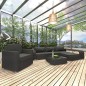 vidaXL Set muebles de jardín 8 piezas y cojines ratán sintético negro
