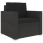 vidaXL Set muebles de jardín 8 piezas y cojines ratán sintético negro