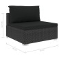 vidaXL Set muebles de jardín 8 piezas y cojines ratán sintético negro