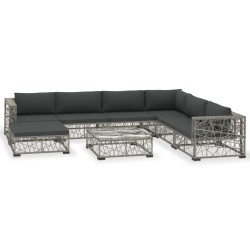 vidaXL Set de muebles de jardín 8 pzas y cojines ratán sintético gris