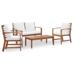 vidaXL Muebles de jardín 4 piezas con cojines madera maciza de acacia 