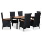 vidaXL Set comedor de jardín 7 piezas ratán sintético y madera negro vidaXL Set comedor de jardín 7 piezas ratán sintético y madera negro