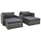vidaXL Set de muebles de jardín 5 pzas y cojines ratán sintético gris vidaXL Set de muebles de jardín 5 pzas y cojines ratán sintético gris