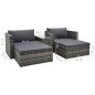 vidaXL Set de muebles de jardín 5 pzas y cojines ratán sintético gris vidaXL Set de muebles de jardín 5 pzas y cojines ratán sintético gris