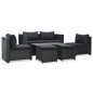 vidaXL Set muebles de jardín 6 piezas y cojines ratán sintético negro