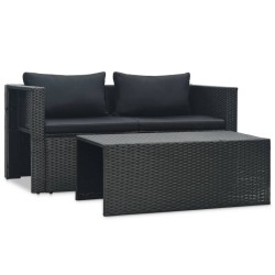 vidaXL Set muebles de jardín 6 piezas y cojines ratán sintético negro
