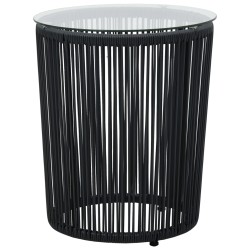 vidaXL Set mesa y sillas de jardín 3 pzas y cojines ratán PE negro  