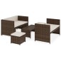 vidaXL Set muebles de jardín 5 piezas y cojines ratán sintético marrón vidaXL Set muebles de jardín 5 piezas y cojines ratán sintético marrón