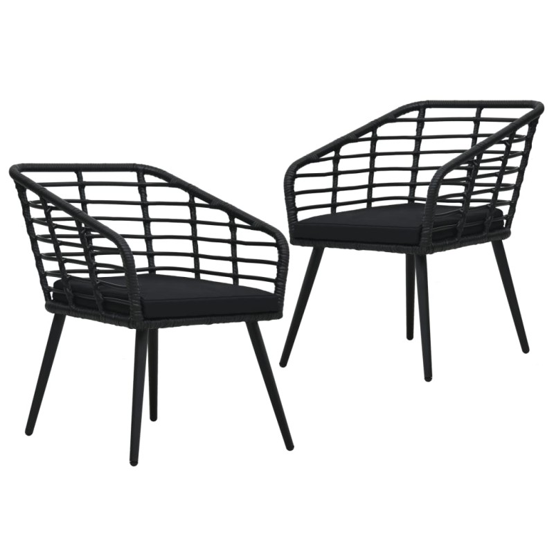 vidaXL Sillas de jardín 2 unidades con cojines ratán sintético negro vidaXL Sillas de jardín 2 unidades con cojines ratán sintético negro