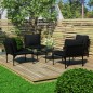 vidaXL Juego de muebles de jardín 5 piezas con cojines PVC negro vidaXL Juego de muebles de jardín 5 piezas con cojines PVC negro