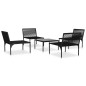 vidaXL Juego de muebles de jardín 5 piezas con cojines PVC negro vidaXL Juego de muebles de jardín 5 piezas con cojines PVC negro