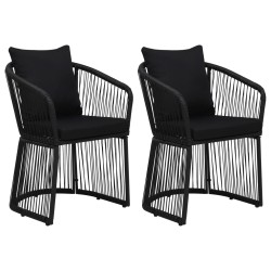 vidaXL Sillas de jardín 2 uds con cojines y almohadas ratán PVC negro