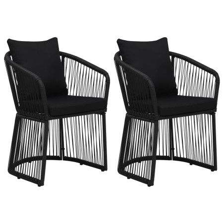 vidaXL Sillas de jardín 2 uds con cojines y almohadas ratán PVC negro