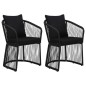 vidaXL Sillas de jardín 2 uds con cojines y almohadas ratán PVC negro vidaXL Sillas de jardín 2 uds con cojines y almohadas ratán PVC negro