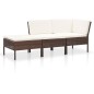 vidaXL Set muebles de jardín 3 pzas y cojines ratán sintético marrón vidaXL Set muebles de jardín 3 pzas y cojines ratán sintético marrón