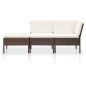 vidaXL Set muebles de jardín 3 pzas y cojines ratán sintético marrón vidaXL Set muebles de jardín 3 pzas y cojines ratán sintético marrón