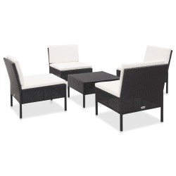 vidaXL Set de sofás de jardín 5 piezas y cojines ratán sintético negro