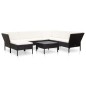 vidaXL Set muebles de jardín 8 piezas y cojines ratán sintético negro vidaXL Set muebles de jardín 8 piezas y cojines ratán sintético negro
