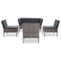 vidaXL Set de muebles de jardín 6 pzas y cojines ratán sintético gris vidaXL Set de muebles de jardín 6 pzas y cojines ratán sintético gris