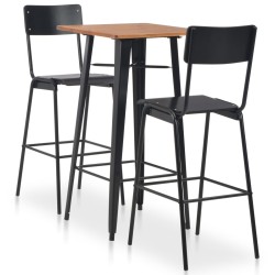 vidaXL Conjunto de mesa alta y taburetes 3 piezas acero negro 