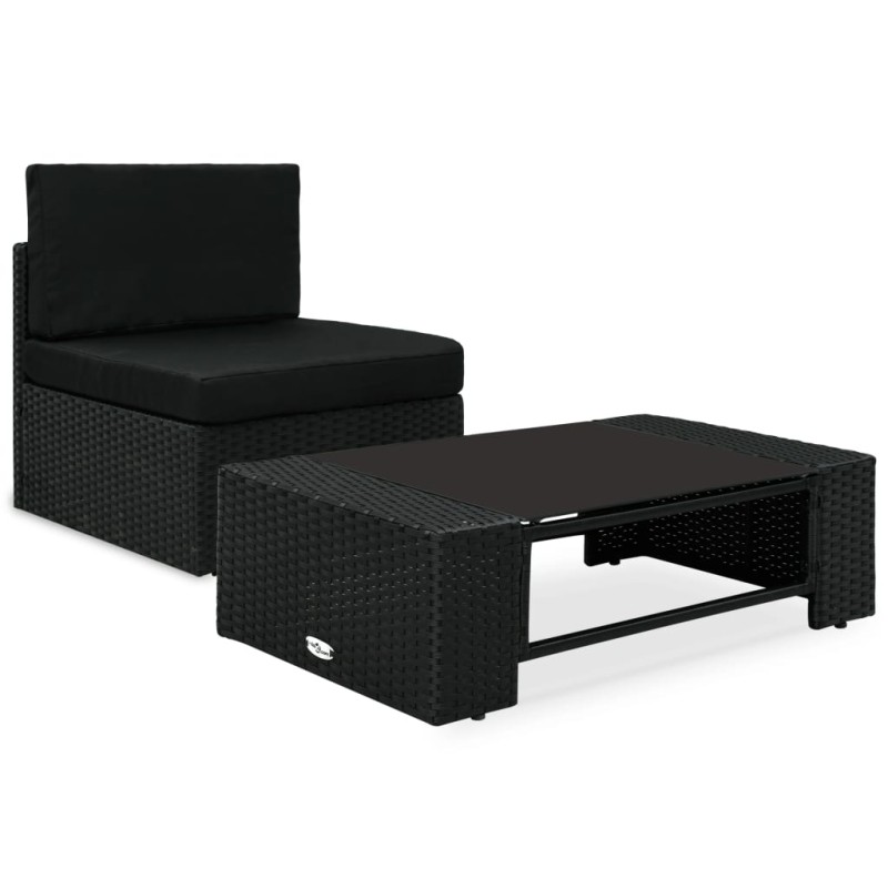vidaXL Juego de muebles de jardín 2 piezas ratán sintético negro vidaXL Juego de muebles de jardín 2 piezas ratán sintético negro