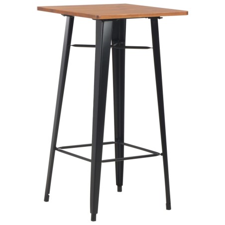 vidaXL Conjunto de mesa alta y taburetes 3 piezas acero negro 