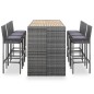 vidaXL Set muebles bar jardín 7 piezas y cojines ratán sintético gris vidaXL Set muebles bar jardín 7 piezas y cojines ratán sintético gris