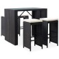 vidaXL Mesa y sillas de bar jardín 5 pzas ratán sintético vidrio negro vidaXL Mesa y sillas de bar jardín 5 pzas ratán sintético vidrio negro