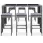 vidaXL Mesa y sillas de bar jardín 7 pzas cojines ratán sintético gris vidaXL Mesa y sillas de bar jardín 7 pzas cojines ratán sintético gris