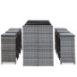 vidaXL Mesa y sillas de bar jardín 7 pzas cojines ratán sintético gris vidaXL Mesa y sillas de bar jardín 7 pzas cojines ratán sintético gris